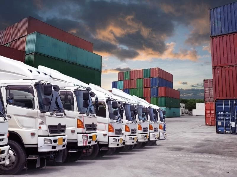 Truck fleet in the container depot